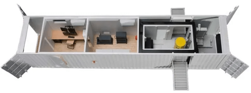 3D interior view of the Syscade project container - mobile laboratory